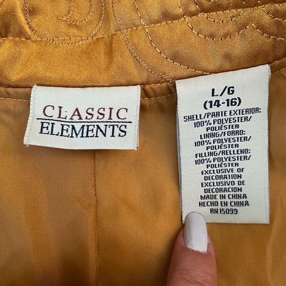 Classic Elements 80s Gold Satin Quilted Jacket mandarin collar women’s size L - Picture 9 of 11